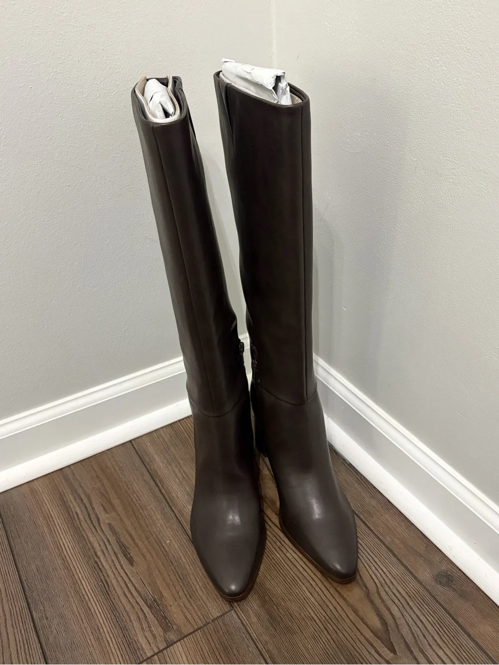 Calvin Klein Women's Over-the-Knee Leather Boots in Dark Brown